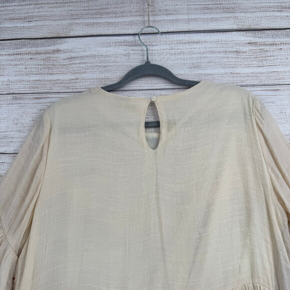 Umgee USA Floral Embroidered Mini Dress Womens XL Cream Green Blue Red Lined - Picture 4 of 14